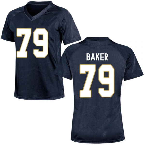 Tosh Baker Notre Dame Fighting Irish NCAA Women's #79 Navy Blue Replica College Stitched Football Jersey HEU0155LF